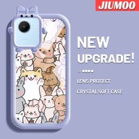 JIUMOO เคสสำหรับ Realme C30 C30s Narzo 50i Prime เคสซิลิโคนลายการ์ตูนกระต่ายแมวน่ารักแฟชั่นเคสโทรศัพท์แบบใสเลนส์กล้องถ่ายรูปเคสกันกระแทกโปร่งใสกันกระแทกนิ่ม