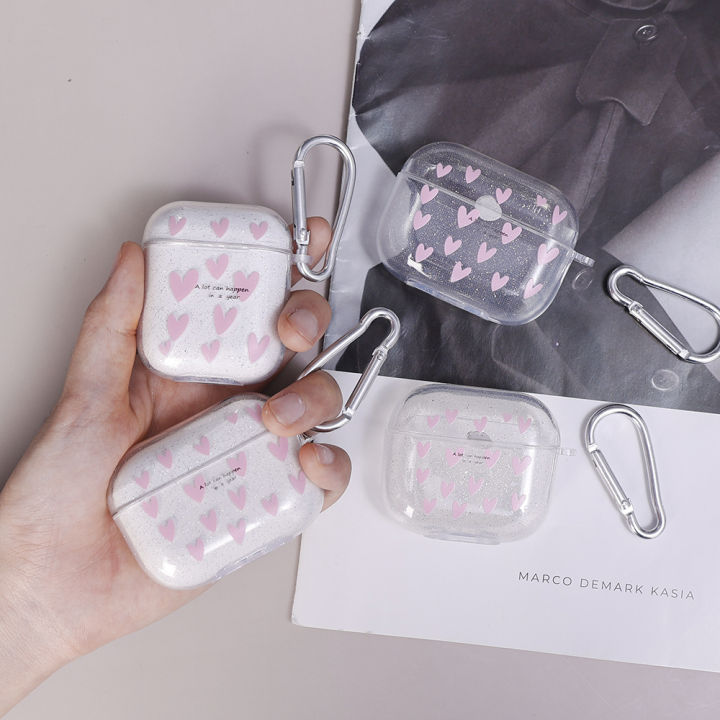 เคสหูฟังรูปหัวใจที่น่ารัก-ransparent-สำหรับ-airpods-สำหรับ-airpods-1-2-3-4กรอบนิ่มกันรอยขีดข่วนตัวป้องกันฝุ่นกล่องชาร์จหูฟังบลูทูธ