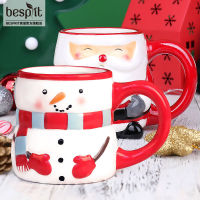 Christmas Mug Hand-painted Coffee Cup Cute Cartoon Ceramic Water Cup Santa Claus Mug Christmas Gift Tree Snowman Mug Kawaii Mug