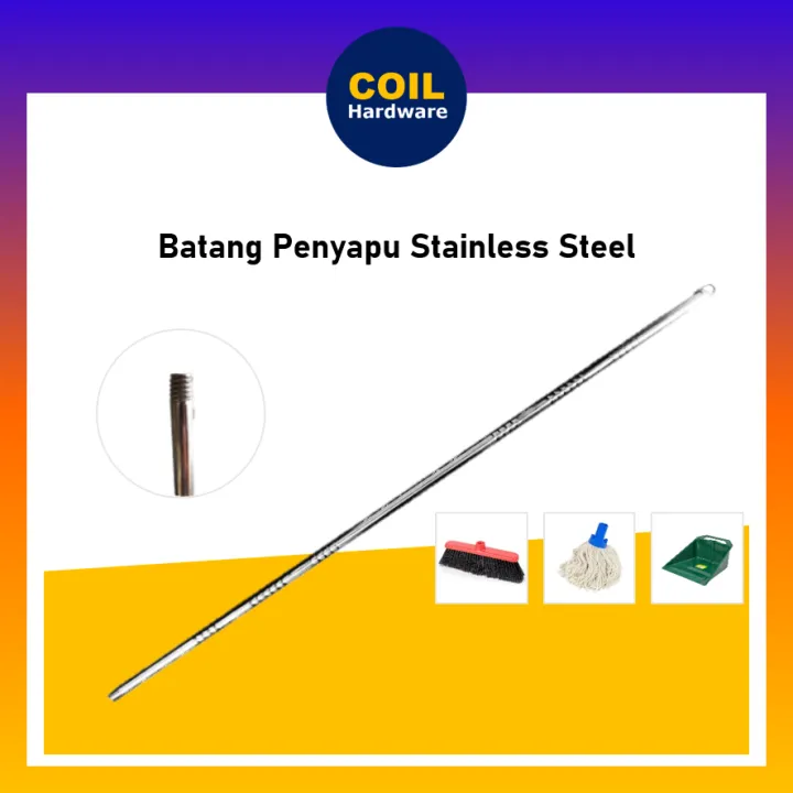120cm (4ft) Stainless Steel Broom Handle Broom Stick Screw Thread 4