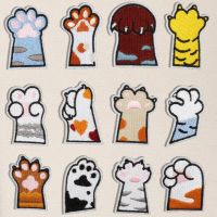 Cute Animal Cat Paw Embroidery Dog Paw Iron on Patches Childrens clothing Embroidery DIY Thermoadhesive Patches for Children Haberdashery