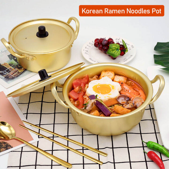 Umisu Korea mie Ramen panci aluminium panci sup dengan tutup Mi susu
