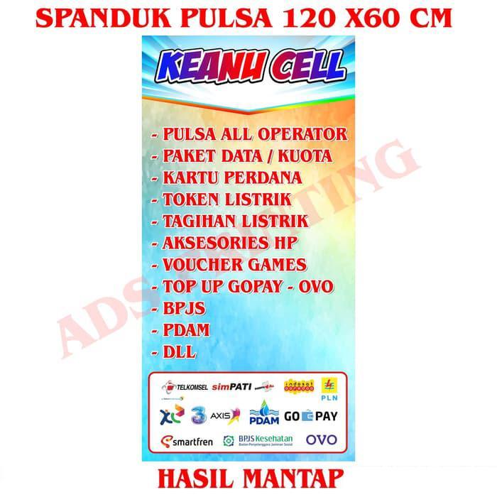 Spanduk Banner Konter Pulsa Ukuran 60cm X 120cm Model A Nama Bisa Di