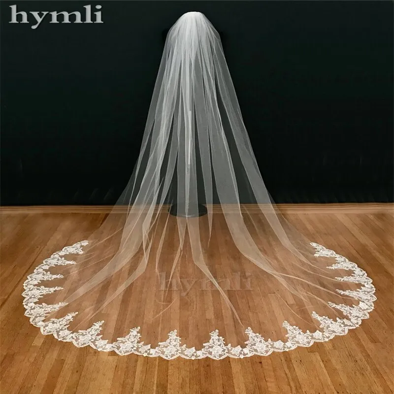 Real Photos Wedding Accessories White/Ivory Wedding Veil 3m Long with Comb  Lace Mantilla Cathedral Bridal Veil Veu De Noiva | Lazada PH