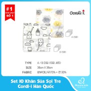 Set 10 Khăn Sữa Sợi Tre CORDI Hàn Quốc 35x35CM