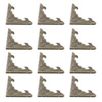 12pcs Table Corner Protector Antique Bronze Jewelry Box Metal Furniture Gift Case Carved Home Decor Edge Guard Retro Crafts