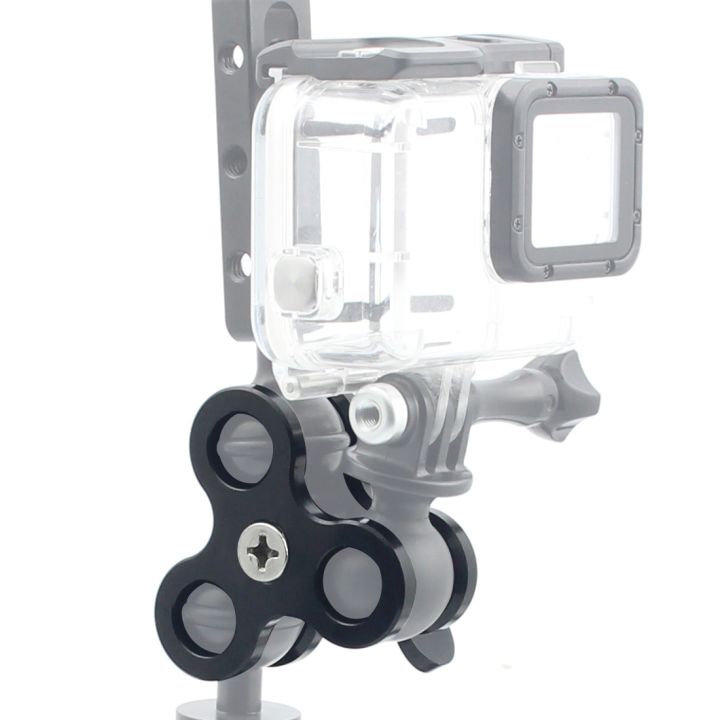 bgning-อุปกรณ์เสริมกล้อง-cnc-อลูมิเนียมสำหรับลูกบอลดำน้ำโคมไฟแขนบอลผีเสื้อคลิปยึดแคลมป์สามชั้นอะแดปเตอร์สำหรับ-gopro-5-6