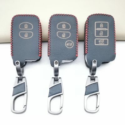 ▩ Hot Sale Genuine Leather Remote Control Keychain Key Cover For Toyota Camry Highlander VIOS /Yaris Car Key Case Accessories