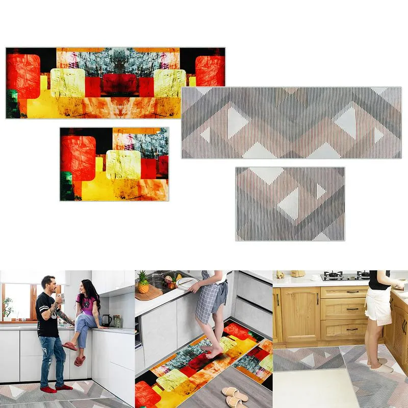 2PCS Non-Slip Kitchen Mat Set, Rubber Backing Anti Fatigue Kitchen Rug,  Waterproof Kitchen Carpet for Kitchen, Bathroom Doormat 