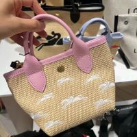 Longchamp bag Same style straw bag mini vegetable basket bag woven bag handbag womens bag mini shoulder fashion graffiti