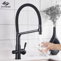 Kitchen Water Filter Faucet Brass Drinking Filtered Crane Dual Spout Mixer 360 Degree Rotation Water Purification Feature Taps