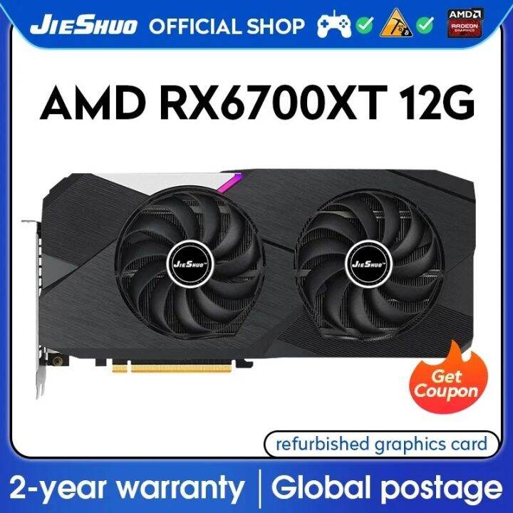 JIESHUO AMD RX 6700XT 12GB Gaming Graphics Card Desktop Computer Video