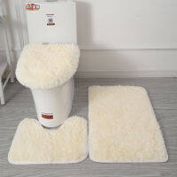 3Pcs Plush Bathroom Bath Mat Non-slip Bath Cars Rectangle U-shape Bathroom Toilet Rugs Toilet Lid Cover WC Accessories