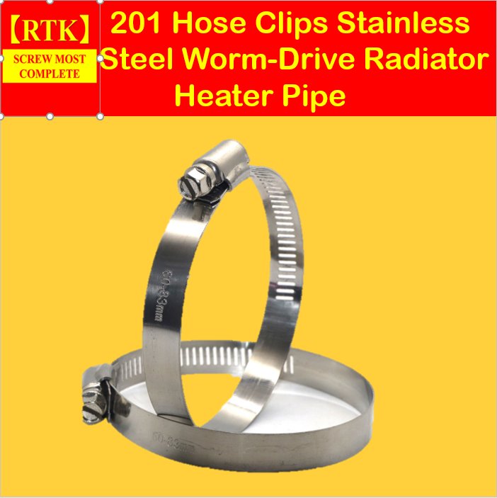 RTK 5pcs 201 Hose Clips Stainless Steel WormDrive Radiator Heater Pipe