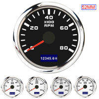 52มม. Speedometer 30004000600070008000RPM เรือ Speedometer Gauge Red Backlight Marine Speedometer พร้อม LCD hourmeter tacho SENSOR