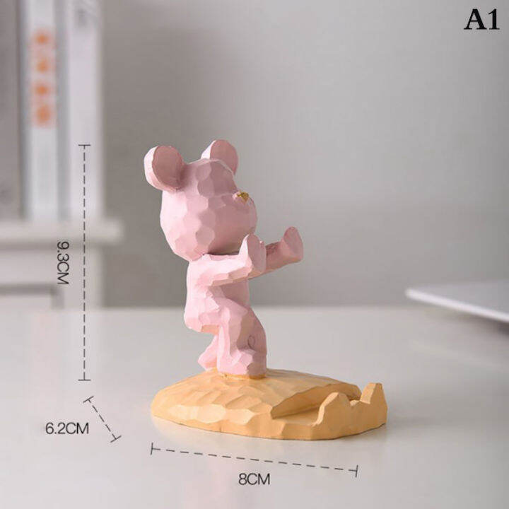 yizhuoliang-home-decoration-น่ารักหมีโทรศัพท์-holder-โต๊ะทำงานอุปกรณ์เสริมความงาม-kawaii-room-decor-gadgets-เดสก์ท็อปประติมากรรมของขวัญ