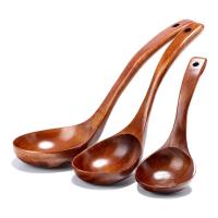 Wooden Ladle Spoon Set Long Handle Soup Ladle For Pot &amp; Bowl Non-Stick Wooden Spoon Set For Cooking Serving Ladles