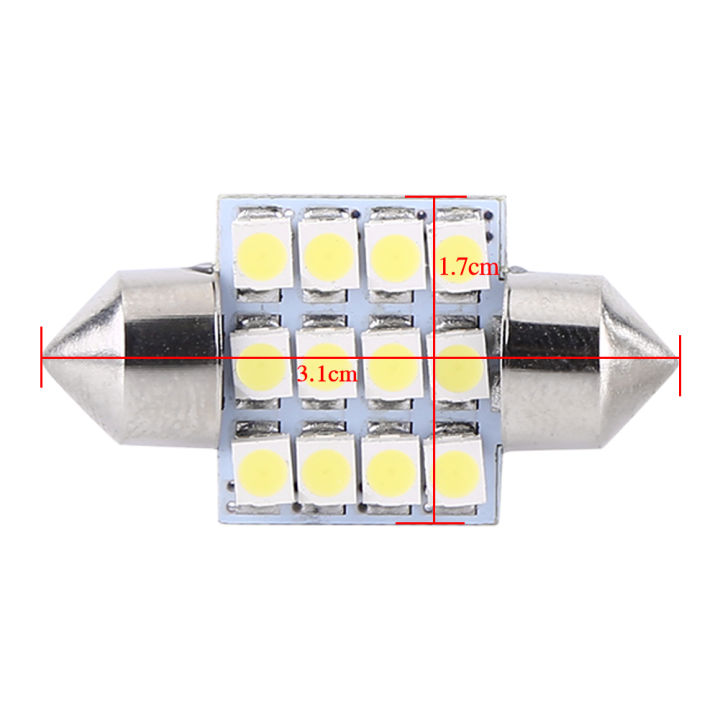 2pcs-สีขาว-12v-12smd-31-มม-หลอดไฟ-led-ภายในรถ-ไฟอ่านประตู-dome-light