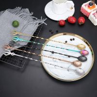 304 Stainless Steel Mixing Stirring Spoon Long Handle Double Head Dessert Coffee Ice Scoop Drinks Cocktails Pick Stirring Sticks