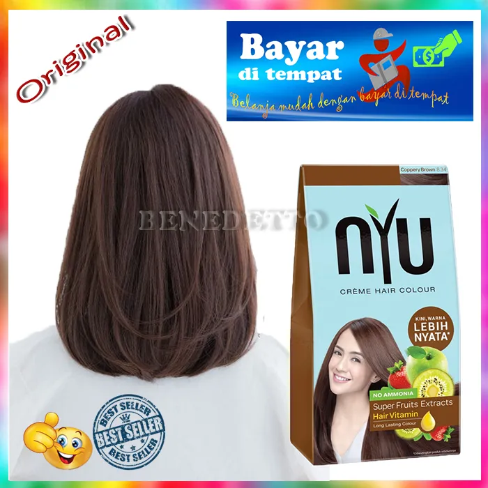 Nyu Creme Hair Colour 30ml Coppery Brown Asli Tanpa Amonia Cat Rambut Tanpa Bleaching Pewarna Rambut