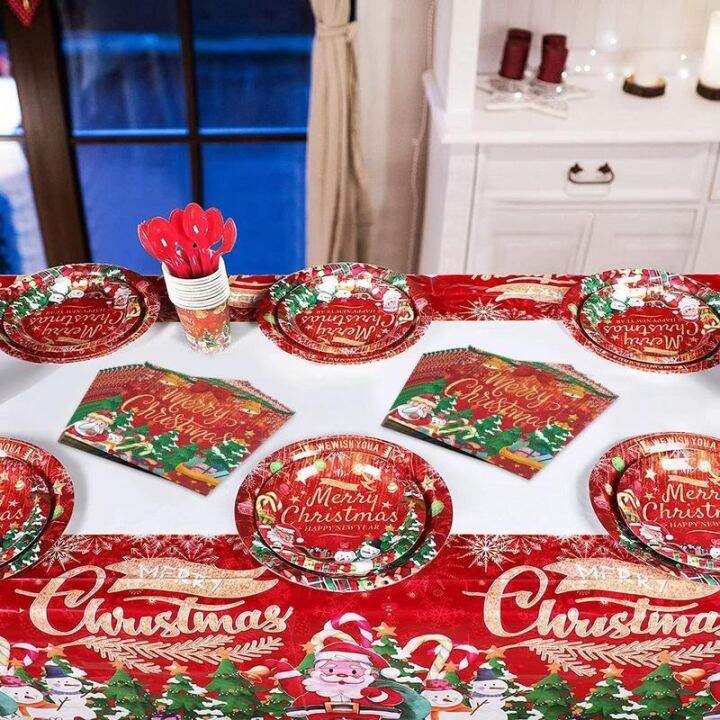 useful-merry-christmas-party-tableware-supplies-with-paper-plates-napkins-cups-tablecloth-dinnerware-xmas-decor-for-home-party