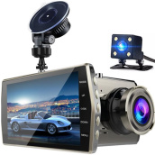 Car DVR Dash Camera 4 Inch Full HD 1080P IPS Dual Lens Dashcam Front+Rear Night Vision Video Recorder G-Sensor