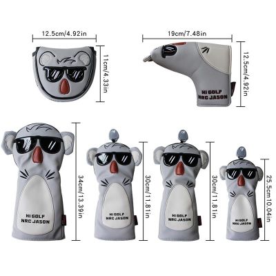 ❆◇✟ Golf Headcover Koala Stlye Golf Head Cover for Driver Fairway Hybrid Putter PU Leather Protector