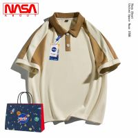 NASA ร่วมแขนสั้นเสื้อโปโลผู้ชายแบรนด์น้ำฤดูร้อน ins อเมริกันย้อนยุคทุกการแข่งขันหลวมด้านบนหลวมผู้ชาย