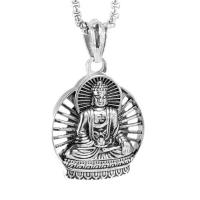 Gold Plated Men Buddha Pendant Necklace 316L Stainless Steel Silver Chain Jewelry