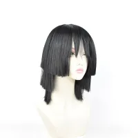 Anime Kimetsu No Yaiba Demon Slayer Cos Wig Iguro Obanai Cosplay Black Short Straight Hair Halloween Accesory Unisex Headgear