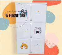 Wfurniture?ตู้พลาสติกน็อคดาวน์อเนกประสงค์ 3ชั้น ?มือจับข้าง/ฝาสวิง ✅รุ่น Color Vid ?ลายCartoon?? สินค้าพร้อมส่ง❗️❗️