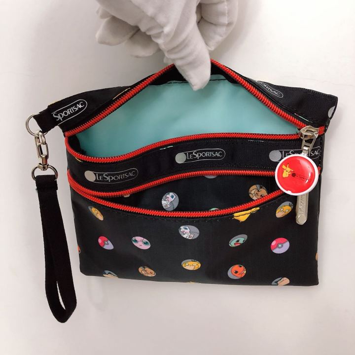 lesportsac-2023-กระเป๋าสายคล้องมือผู้หญิงกระเป๋าเครื่องสำอางสองซิปกระเป๋าใส่เหรียญกระเป๋าใส่โทรศัพท์มือถือ