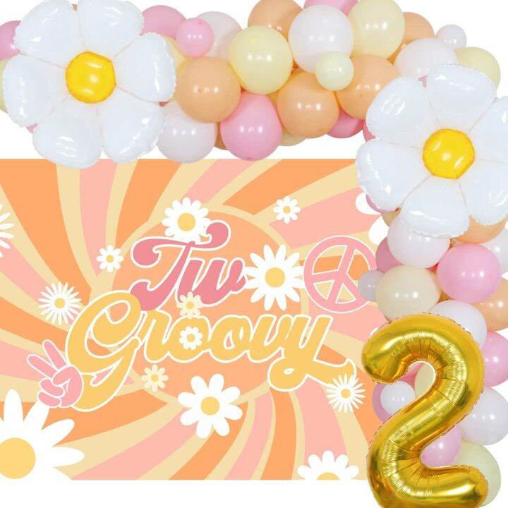 SURSURPRISE Two Groovy Party Decorations, Retro Hippie Boho Balloon ...