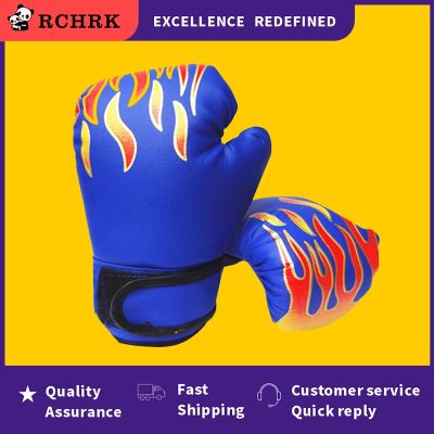 Kids Children Boxing Gloves Professional Flame Mesh Breathable PU Leather Flame Gloves Sanda Boxing Training Glove Universal Hot