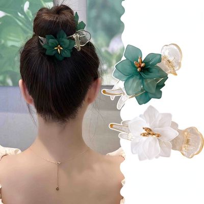 Korean style elegant temperament hand frosted flower grip clip temperament versatile hairpin fashion fresh hair accessoriessories