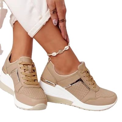 Thick Sole Women Platform Walking Sneakers Comfortable Summer Wedges Shoes Height Increasing Lady Tennis Lace Up Pink Shoes 43