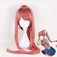 High Quality Doki Doki Literature Club Monika Wigs DDLC 95cm Long Heat Resistant Synthetic Hair Perucas Cosplay Wig +Wig Cap