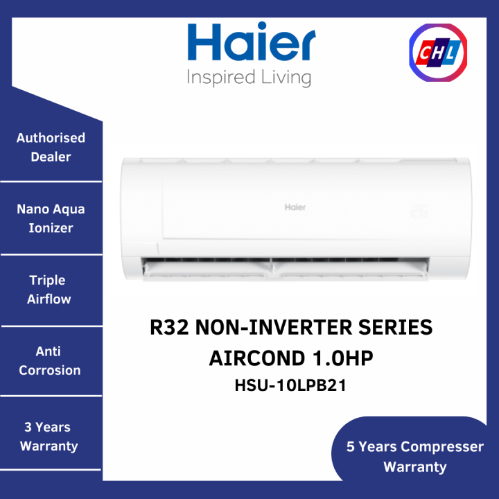 HAIER 1.0HP HSU10LPB21(ioner) Air Cond R32 NonInverter(READY STOCK