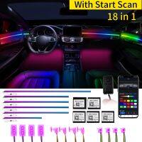 OKEEN LED 18 in 1 64 Color RGB Car Ambient Light Acrylic Fiber Optic Universal Symphony Auto Interior Decoration Atmosphere Lamp Bulbs  LEDs HIDs