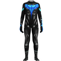 ผู้ใหญ่เด็ก Superhero Titans Nightwing Jumpsuit คอสเพลย์เครื่องแต่งกายฮาโลวีน Masquerade Cool แฟนซีปาร์ตี้ชุดบอดี้สูท Zentai Suit