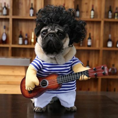 Funny Guitar Pet Dog Clothes Costume Fancy Dress Up Party Dog GIft Pet Xmas Decoration Guitarist Dressing Perform Clothes