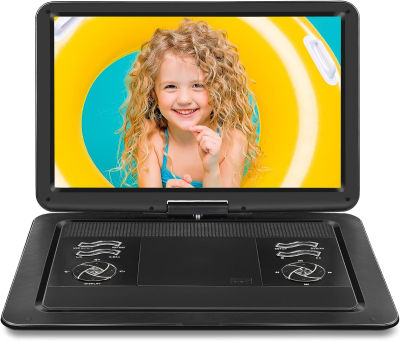 Jekero 19.6" Portable DVD Player with 17.1" Large HD Screen, 5 Hours Battery DVD Player Portable with Car Charger, Kids Portable DVD Player Support All Region Discs, USB and SD Card, Sync TV 19.6 inch Black