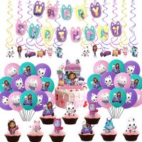 Gabby Dollhouse Birthday Decorations Balloons Arch Kit Cat Theme Set Supply Party Decor Gabbys Doll house for Chil