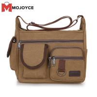 MOJOYCE Canvas Men Messenger Bag Casual Multi Pockets Student Travel Shoulder Bags