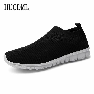 HUCDML Mesh Shoes for Men Women Breathable Unisex Hot Sale Comfortable Casual Shoes Black Flat Soft Ultralight Socks Sneakers