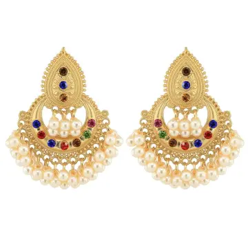 Bahubali Ear rings, Gold Color Glass Stone Bahubali Earrings | eBay