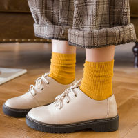 Ins Female Cotton Soft Candy-colored Ladies Pile Socks Women Autumn-winter Pure Retro Long Tube Sock Student All-matched Solid Color Sport Casual Socks