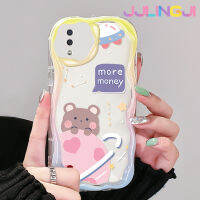 Jjlingji เคส A10 M11 A11กาแลคซีเคสเนื้อครีมลายหมีเงินลายขอบคลื่นโปร่งใสลายกล้องถ่ายรูปสุดสร้างสรรค์เคสป้องกันซิลิกาเจล