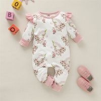 COD DSFERTEREERRE 0-2Years Newborn Baby Girl Unicorn Design Jumpsuit Toddler Baby Girl Pretty Rose Floral Ruffle Long Sleeve Romper Infant Girl Pajamas Onesie Clothes