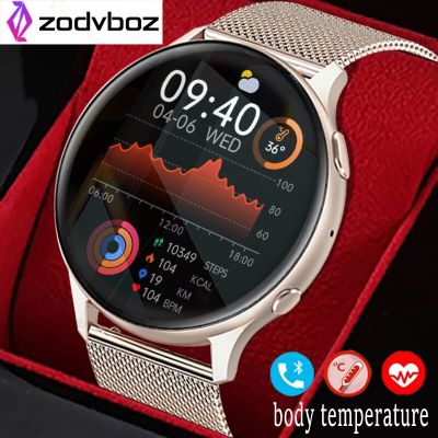 ZZOOI New Body Temperature Smartwatch Men Women Full Touch Bluetooth Call Smart Watch Women IP67 Waterproof Fitness Watches Men+ box